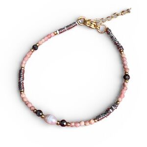Rhodochrosite and pearl bead bracelet
